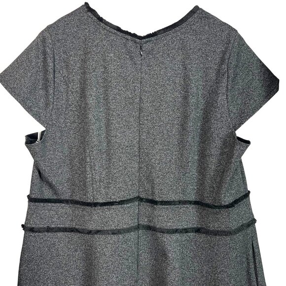 Lane Bryant Ponte Fringe Trim Knit Tweed Fit & Flare Dress Plus 24 Gray Black - Picture 6 of 11